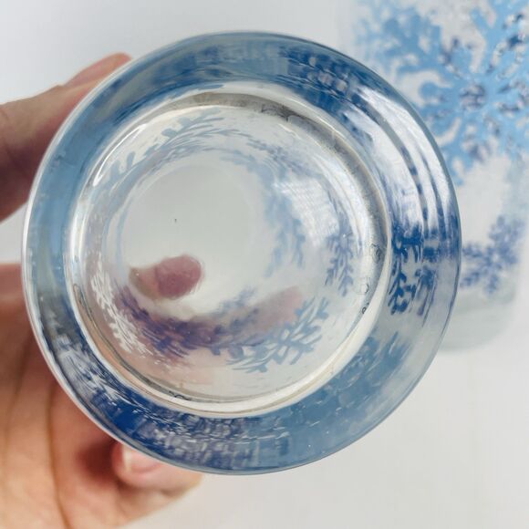2 VTG Libbey Snowflake Drinking Glasses Tumblers Highball Water 6.25" Clean Blue - Picture 4 of 6